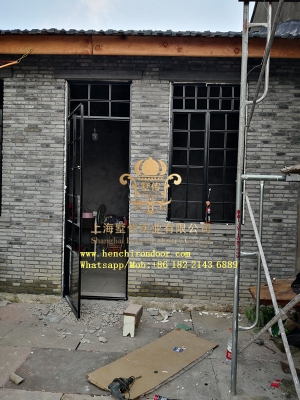 宁波古建筑铁艺大门铁艺老钢窗玻璃门